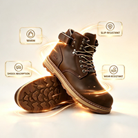Bottes de randonnée en cuir rétro, chaudes, imperméables et absorbant les chocs, doublées de fourrure épaisse, personnalisables, vente en gros d'usine
