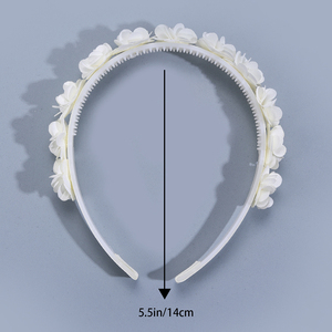 Bandeau à fleurs CN Boutique Accessoires à perles florales blanches Cerceau à cheveux élégant à la mode pour fille - Product Image 4
