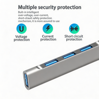 Hub USB-C vers USB 3.0/2.0 à 4 ports, adaptateur en alliage d'aluminium, Plug & Play, extension USB pour MacBook Pro/Air/ordinateur portable/clavier/souris, en stock