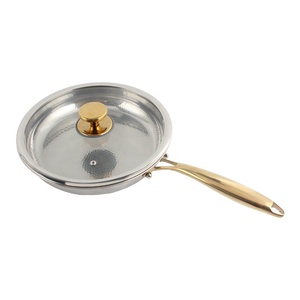Dishwasher Safe Glass Lid Gold Handle Induction Compatible Modern Design Titanium Frying <b>Pan</b> - Product Image 5
