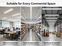 Tube LED T5 intégré, 1200 mm, 18 W, à facteur de puissance élevé, connectable, pour éclairage de magasin et d'entrepôt industriel