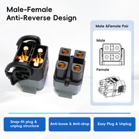 Prise de batterie QS10 (2*2) 360A 800V DC anti-étincelles en cuivre plaqué or PA66 UL94 V0 pour vélo électrique YOUWEI