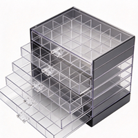 Organisateur de bijoux moderne en acrylique transparent à 5 tiroirs, boîte de rangement pour boucles d'oreilles à 84 compartiments, présentoir pour commode de chambre, cadeau