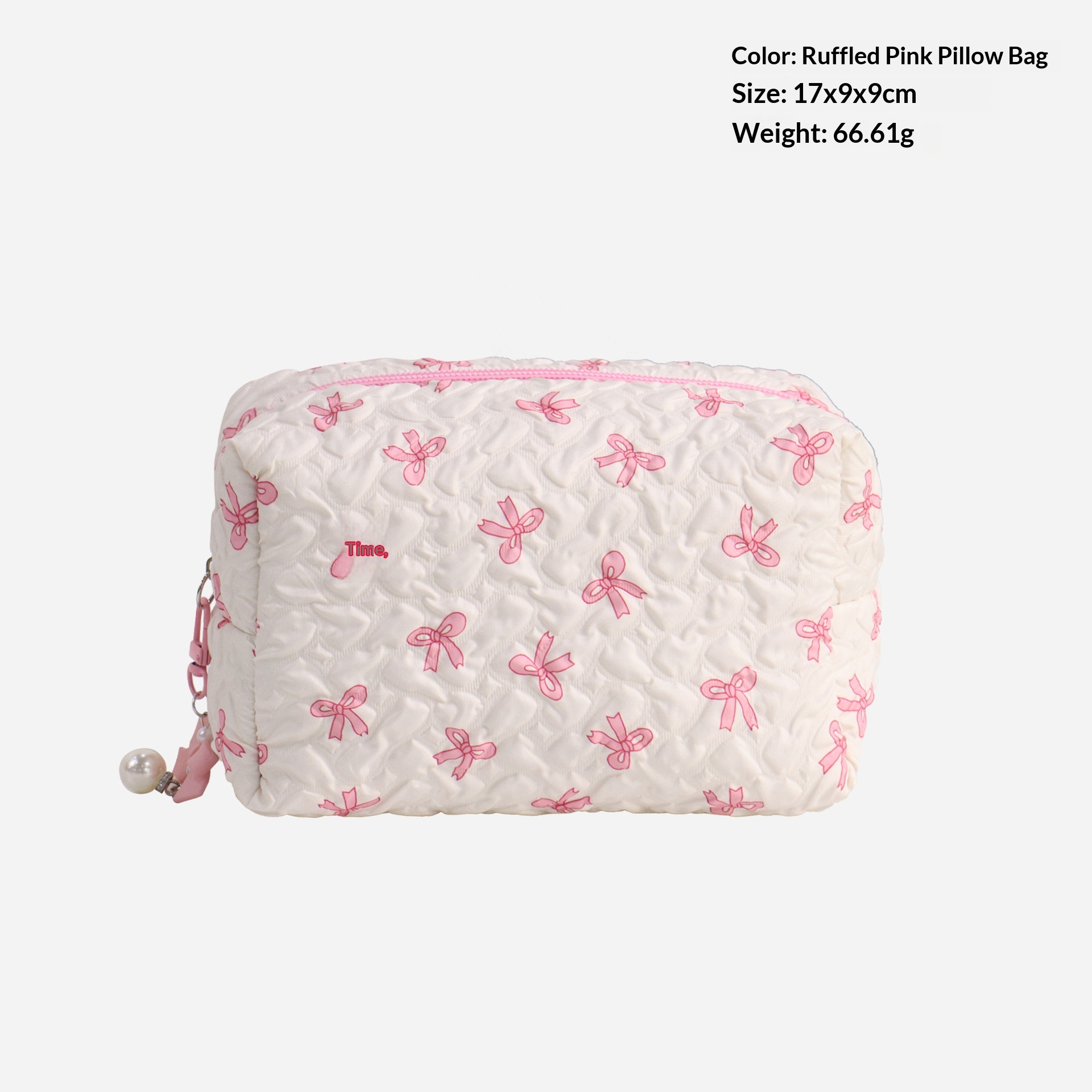 Sac coussin nœud rose et blanc