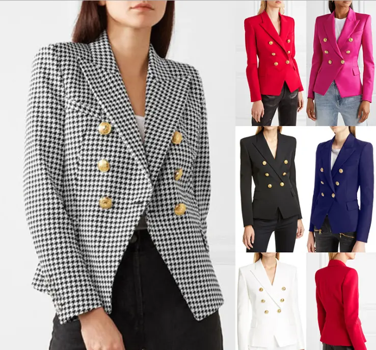 HYG06-Chaqueta informal de doble botonadura para mujer, chaqueta Lisa a la moda, venta al por mayor, 2021
