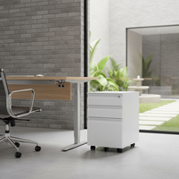 Archivador Móvil de Acero con 3 Cajones, Mueble de Almacenamiento con Ruedas para Oficina, Archivador Móvil con Pedestal