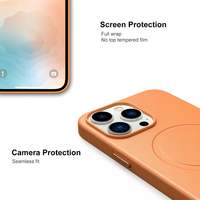 Casing ponsel kulit PU asli, casing ponsel kulit PU asli dengan pengisian daya nirkabel Microfiber, casing ponsel kulit mewah untuk iPhone 13 14 15 pro max