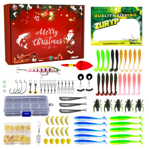 Coffret cadeau de leurres de pêche de Noël, kit complet de matériel de pêche, leurres durs et souples, hameçons, poids, accessoires avec boîte cadeau, cadeau idéal - Product Image 1