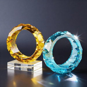 Cincin keberuntungan kristal buatan tangan yang indah tahan lama dengan ukiran Laser pesona bersinar untuk berkah dan dekorasi rumah Modern mewah - Product Image 2