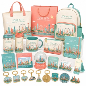 Collection de souvenirs de voyage sur le thème de la ville, coffret cadeau avec sac fourre-tout, gourde, porte-monnaie, badge et articles commémoratifs - Product Image 1