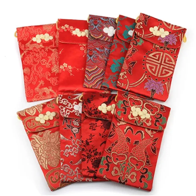 cm Handmade Flower Embroidery Silk Bags Chinese Style Jewelry Pouches Coins Earrings Holder Bags