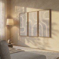 JZ Art mural abstrait moderne de luxe Art déco 3D en grès et LED, encadré, fait main, à suspendre, cadre en métal noir, pour chambre et salon, rectangulaire