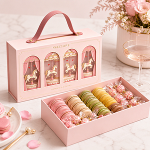 Boîte cadeau <span class=keywords><strong>en</strong></span> <span class=keywords><strong>carton</strong></span> rigide <span class=keywords><strong>en</strong></span> gros avec poignée, motif <span class=keywords><strong>carrousel</strong></span> rose, pour emballage de cosmétiques, bijoux, parfums, <span class=keywords><strong>en</strong></span> vrac - Product Image 5