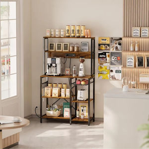 Support pour micro-ondes à 5 niveaux Coffee Bar Bakers Rack avec prises de courant Crochets en forme de S Étagères de rangement <span class=keywords><strong>ouvertes</strong></span> - Product Image 2