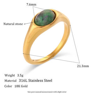 Anello 2025 alla moda con pietre preziose 18K oro PVD 316L acciaio inossidabile <span class=keywords><strong>pietra</strong></span> naturale artiglio gioielli taglie 5-12 regali di nozze da donna - Product Image 6