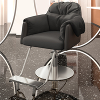 Chaise de barbier haut de gamme en acier inoxydable pour salons de coiffure, design moderne avec fonctions de rotation et de levage, avec repose-pieds