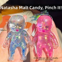 Jouet anti-stress souple et amusant pour bébé Natasha, transparent, pailleté, en maltose, à rebond lent
