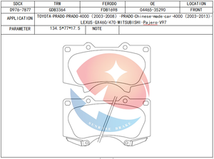 Pastillas de Freno de Cerámica SDCX para Automóviles, Repuestos D976-7877 / D2228M / SP1276 SP2033 para <span class=keywords><strong>Toyota</strong></span> Hilux Pick-up - Product Image 3