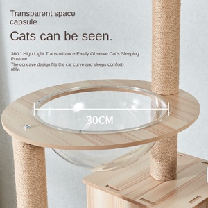 Nido de madera estable para gatos, productos para mascotas, estante de escalada para gatos, tabla de rascar, cápsula espacial de juguete hecha de madera de alta calidad - Product Image 4