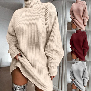 Nouveauté Vente Chaude Pull en Tricot Casual à Manches Longues <span class=keywords><strong>Col</strong></span> Demi-Haut Robes Pulls en Tricot Pull <span class=keywords><strong>Femme</strong></span> - Product Image 2
