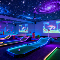Équipement de terrain de jeux intérieur, projection interactive, murale ciel étoilé, mini LED lumineuse verte + noire 61x381cm, parc d'attractions de golf