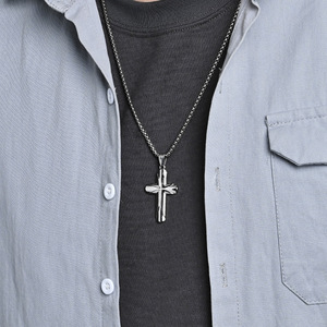<b>Cross</b> Necklace Stainless Steel Unisex Pendant Gift Jewelry K-PT622 - Product Image 2