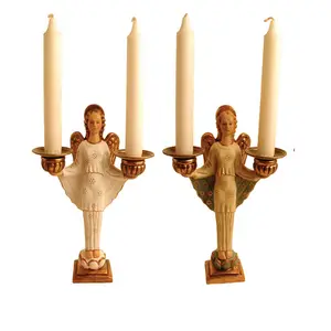 New Product Ideas 2023 New Souvenir Candle Holder Hand Painting Polyresin Decoration Angels Christmas Village Figurines