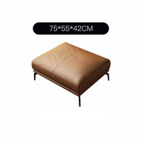 Ensemble de canapés de bureau en cuir grainé orange de luxe italien pour les salles de direction et la réception de bureau, meubles de restaurant en bois faits à la main