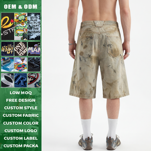 Jeans de Mezclilla Amarillo Lodo Vintage de Corte Holgado para Hombre con Diseño Estampado de Salpicaduras de Pintura, Lavado Claro, Transpirables y Ecológicos - Product Image 3