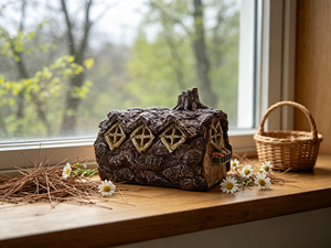 Maison <span class=keywords><strong>de</strong></span> jardin féerique en résine faite à la main, cabane miniature en écorce d'arbre peinte à la main, 17 cm, maison <span class=keywords><strong>de</strong></span> gnome pour décoration <span class=keywords><strong>de</strong></span> terrarium extérieur, cadeau - Product Image 2