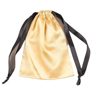Bolsa de Embalaje para Extensiones de Cabello con Cordón de Satén Negro, con Logotipo Personalizado Impreso, para Almacenamiento de Ropa y Ropa Interior, en Promoción - Product Image 3