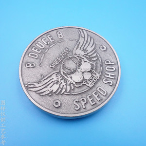 Pièce de monnaie commémorative rétro en métal, alliage de zinc, design tête de mort, cadeau de collection, finition argent antique - Product Image 3