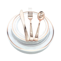 Ensemble de vaisselle en plastique de qualité alimentaire, échantillon gratuit, rose gold, pour fêtes et mariages