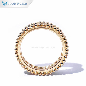 Vòng Tròn Bead 14K 18K Vàng Vòng Brilliant Engagement Ring Kim Cương Đầy Đủ Eternity Moissanite Ban Nhạc Cho Phụ Nữ Cưới Đồ Trang Sức Mỹ - Product Image 2
