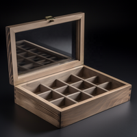 Boîte en bois gravée personnalisée à 16 grilles pour capsules de café avec fenêtre transparente mallette de rangement pour sachets de thé en bois massif petite boîte cadeau magnétique