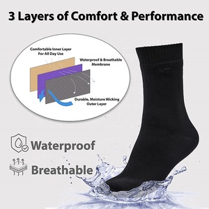 Chaussettes <span class=keywords><strong>de</strong></span> randonnée imperméables respirantes <span class=keywords><strong>pour</strong></span> hommes et femmes avec logo personnalisé, 3 couches antidérapantes - Product Image 5