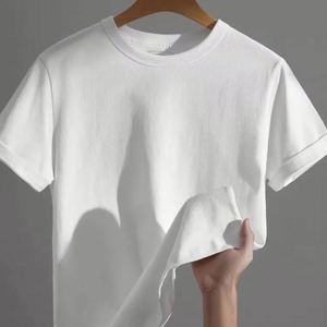 High Quality Cotton Plain Blank Crewneck Embroidered Logo 200g 220g 240g T <b>Shirt</b> Heavy Cotton Men Tshirt - Product Image 1