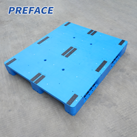 Palette en plastique plate hygiénique industrielle en PEHD, légère, empilable, compatible Euro, pour stockage logistique/entrepôt, export, 2 fûts, 4 voies