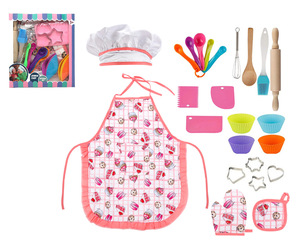 Enfants Chef rôle Cosplay Costume enfants gâteau cuisine et aboiement ensemble tablier Chef chapeau ustensiles cuisine mitaine pour garçon et fille jouer - Product Image 4