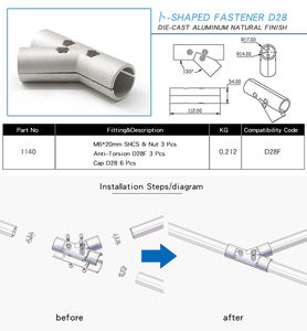 Produsen Cina 1140 rohs pengencang disesuaikan D28 bagian dukungan tetap konektor pipa <span class=keywords><strong>aluminium</strong></span> untuk D28 tabung profil <span class=keywords><strong>aluminium</strong></span> - Product Image 6