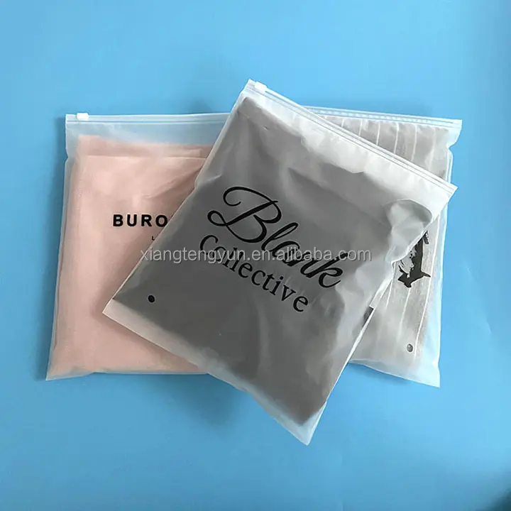 Sacs à fermeture éclair personnalisés en plastique biodégradable givré, sacs à fermeture éclair pour t-shirt et maillot de bain avec Logo