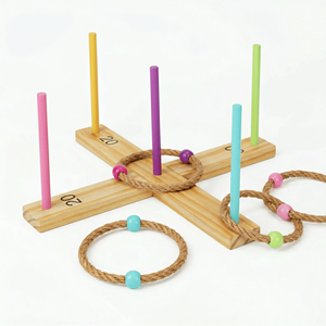 Jeu de lancer d'anneaux en bois personnalisé avec logo, vente en gros OEM ODM, pour extérieur, jardin, fête familiale, jouet interactif de lancer d'anneaux - Product Image 1