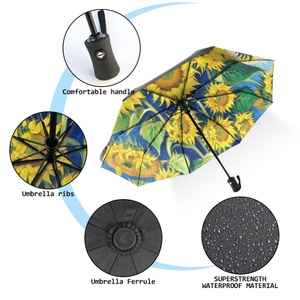 Custom Logo Modern Straight Portable Travel Foldable Compact Windproof Fully-Automatic Advertising <b>Umbrella</b> for Business Gifts - Product Image 4