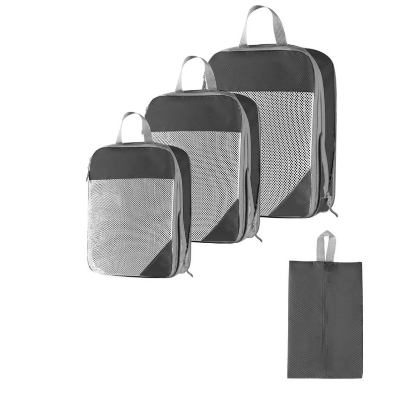 Costume gris trois pièces + sac à chaussures