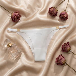 Wholesale Women's White <b>Seamless</b> <b>Thong</b> Panty Soft Breathable Solid Low Rise Panties Quick Dry Ultra-thin Underwear OEM ODM - Product Image 3