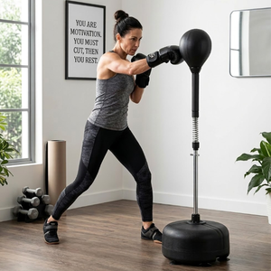 Saco de <span class=keywords><strong>Boxeo</strong></span> Cobra Reflex para Fitness, Entrenador de Velocidad Portátil, Poste de Acero Ajustable, Bola de PU Resistente, Equipo de Entrenamiento para <span class=keywords><strong>Gimnasio</strong></span> - Product Image 1