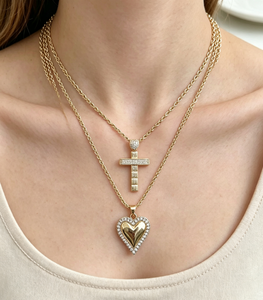 Collier pendentif cœur croix œil tendance pour femme, chaîne à maillons, accessoires de mode - Product Image 4
