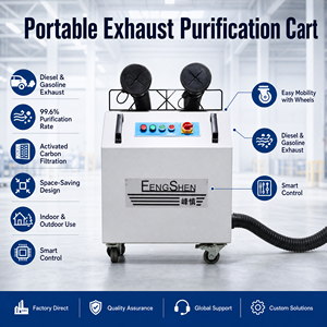 Carrello Mobile per Filtrazione Gas di Scarico Veicoli, per Estrazione e Purificazione Fumi Benzina e Diesel, Attrezzatura per Officina - Product Image 2