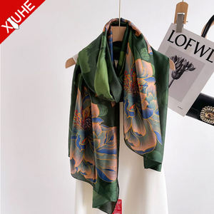 Bufanda cuadrada de satén personalizada para mujer OEM 2025 gasa de seda 100% 53*53cm estampados digitales de Jacquard floral para verano con estampado de logotipo - Product Image 2