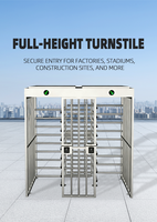 Système de tourniquet rotatif à hauteur complète en acier inoxydable haute sécurité IP55, contrôlé par carte RFID, à double sens, pour barrière de porte